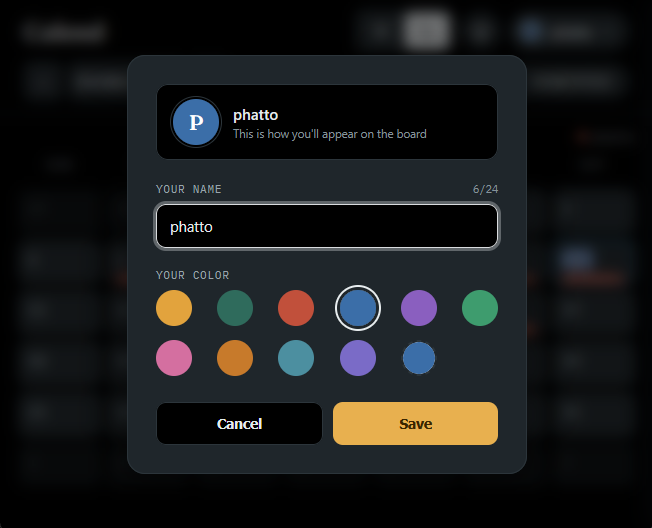 Choosing a name and color