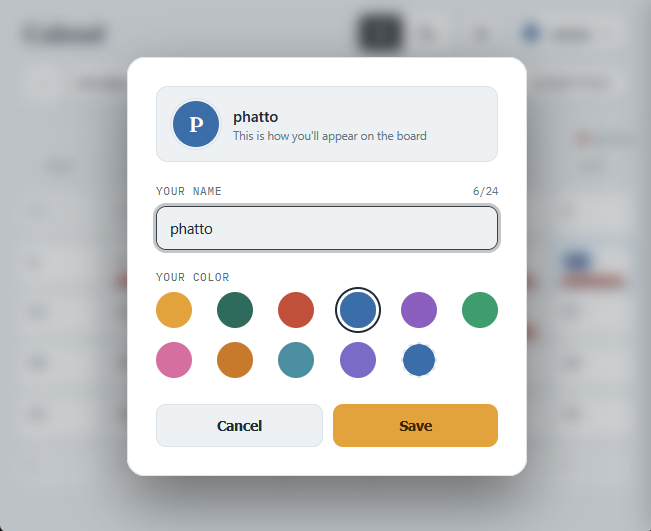 Choosing a name and color
