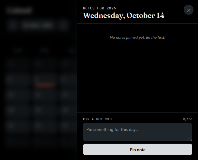 Pinning notes on a day