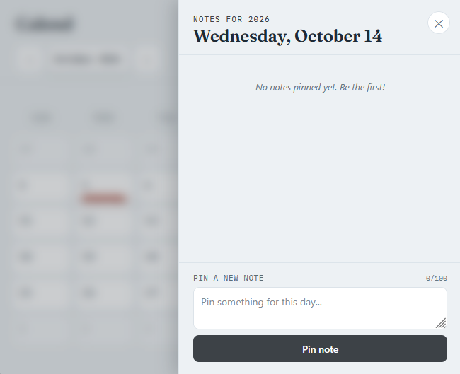 Pinning notes on a day